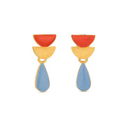 Red and blue drop earrings