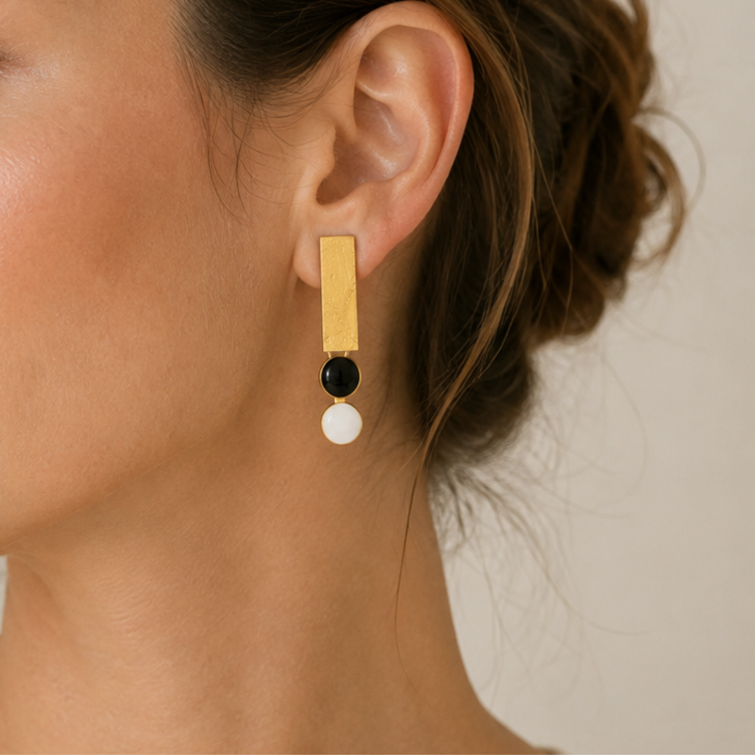 Pendientes blanco y negro "Somni"