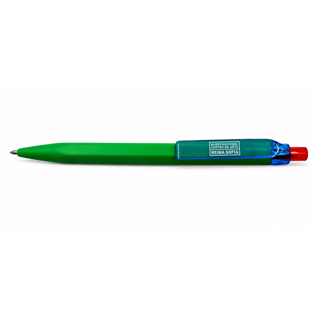 Bolígrafo verde azul logo Reina Sofía
