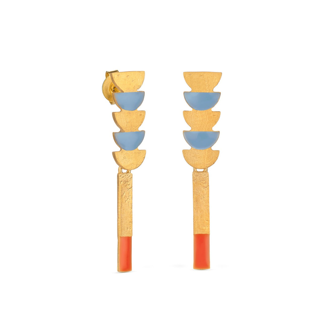 Red and blue long earrings "Somni"